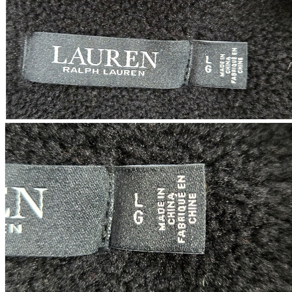 Laruen Ralph Lauren Faux Shearling Toggle Buttoned Black Coat - Picture 14 of 16